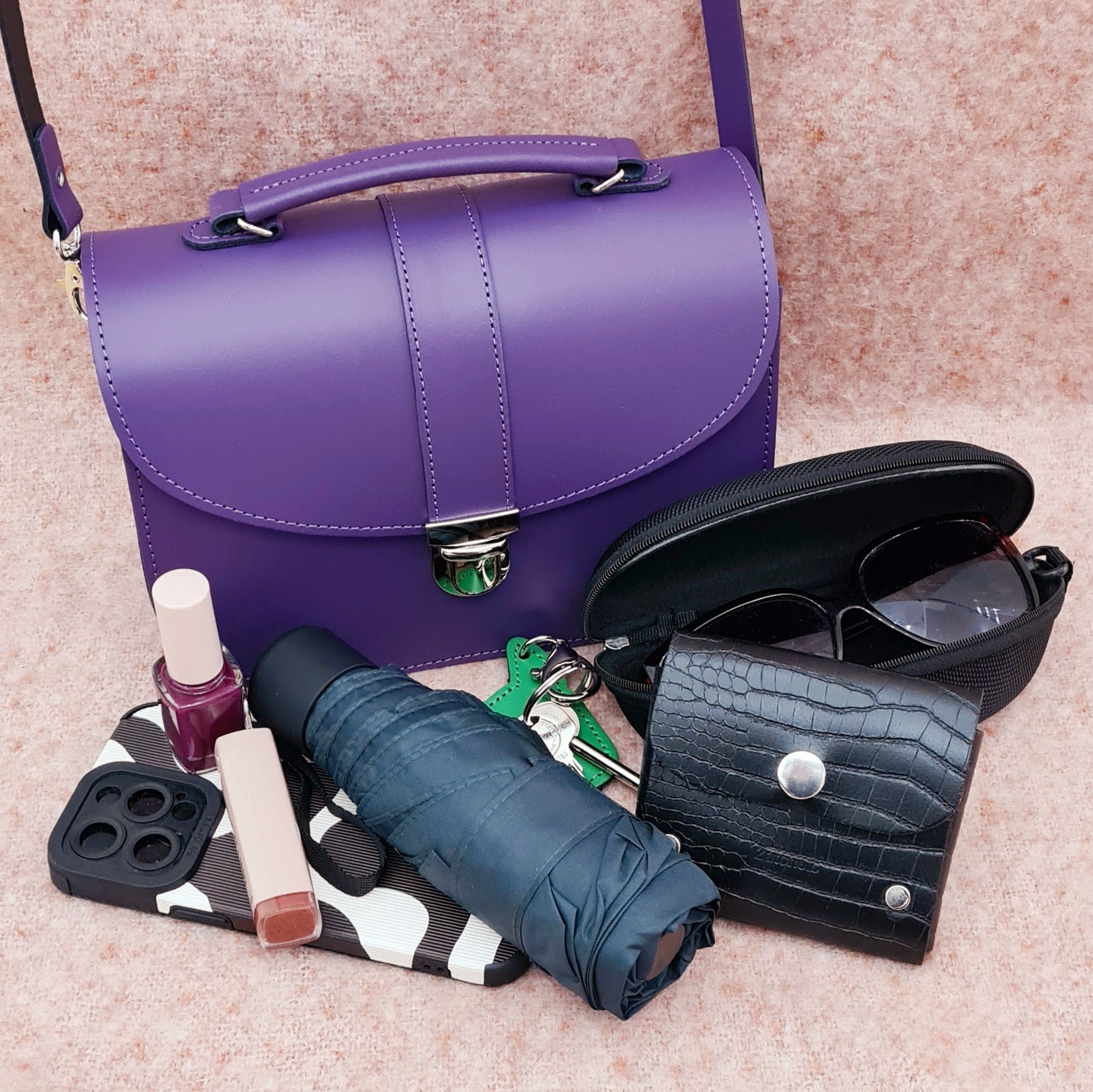 Olympia Handmade Leather Bag - Purple  