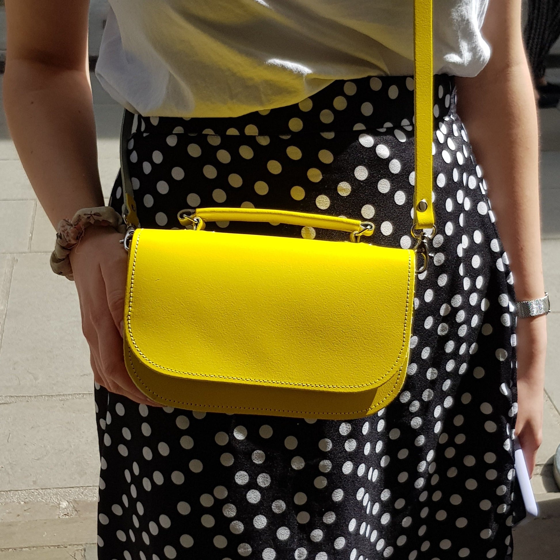 Aura Handmade Leather Bag - Daffodil Yellow  