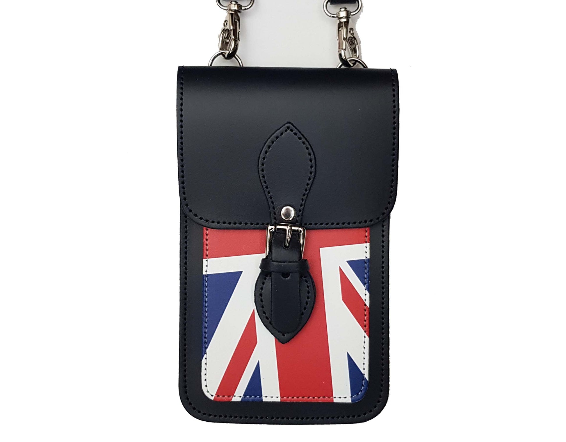 Handmade Leather Mobile Phone Pouch Plus - Union Jack - Navy Blue  