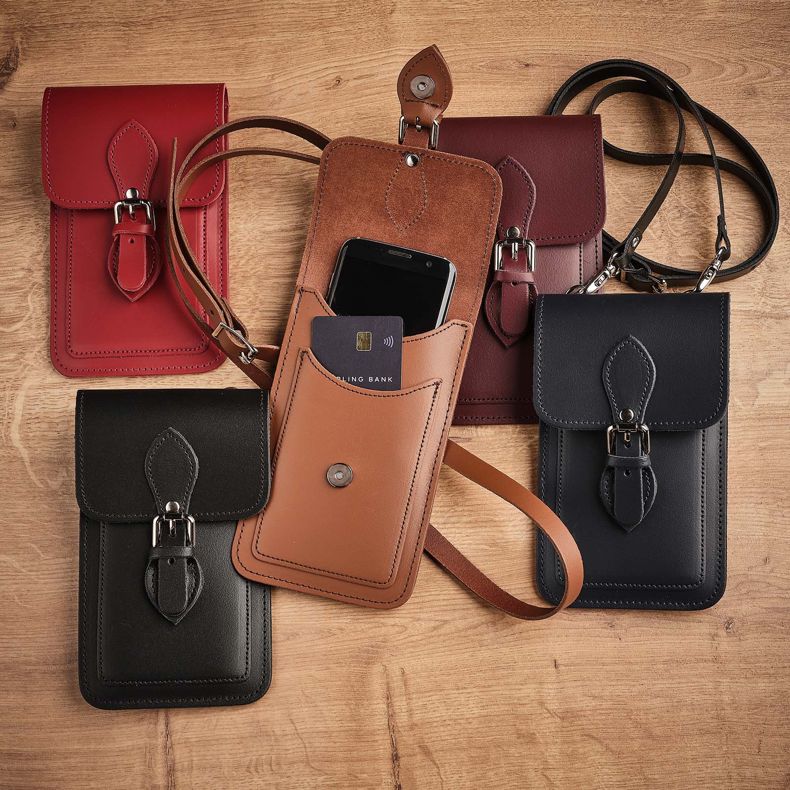 Handmade Leather Mobile Phone Pouch Plus - Red  