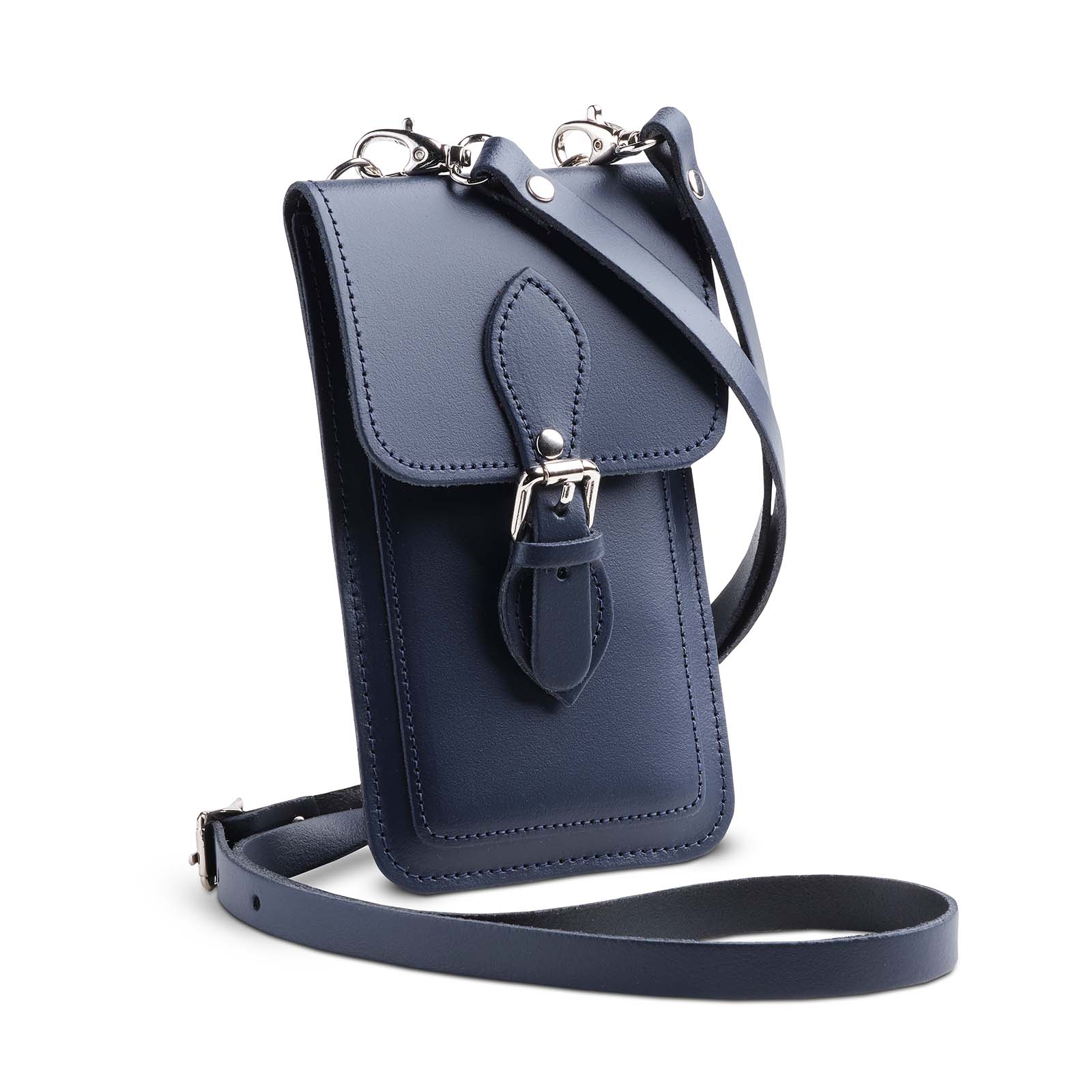 Handmade Leather Mobile Phone Pouch Plus - Navy Blue  
