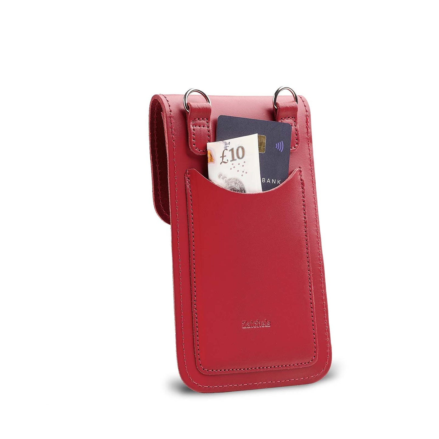 Handmade Leather Mobile Phone Pouch Plus - Red  