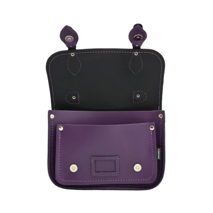 Leather Midi Satchel - Purple  