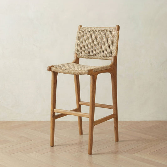 Zara Teak Rattan Bar Stool