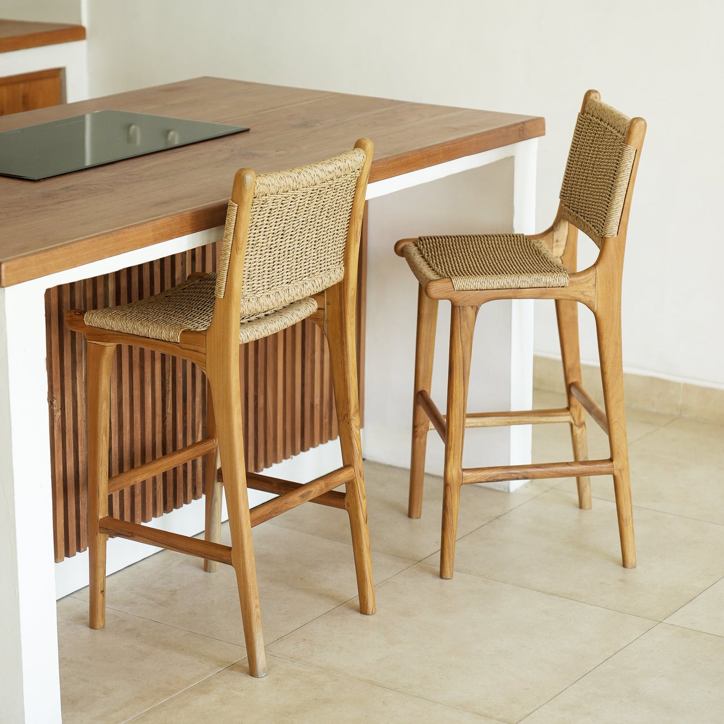 Zara Teak & Rattan Bar Stool