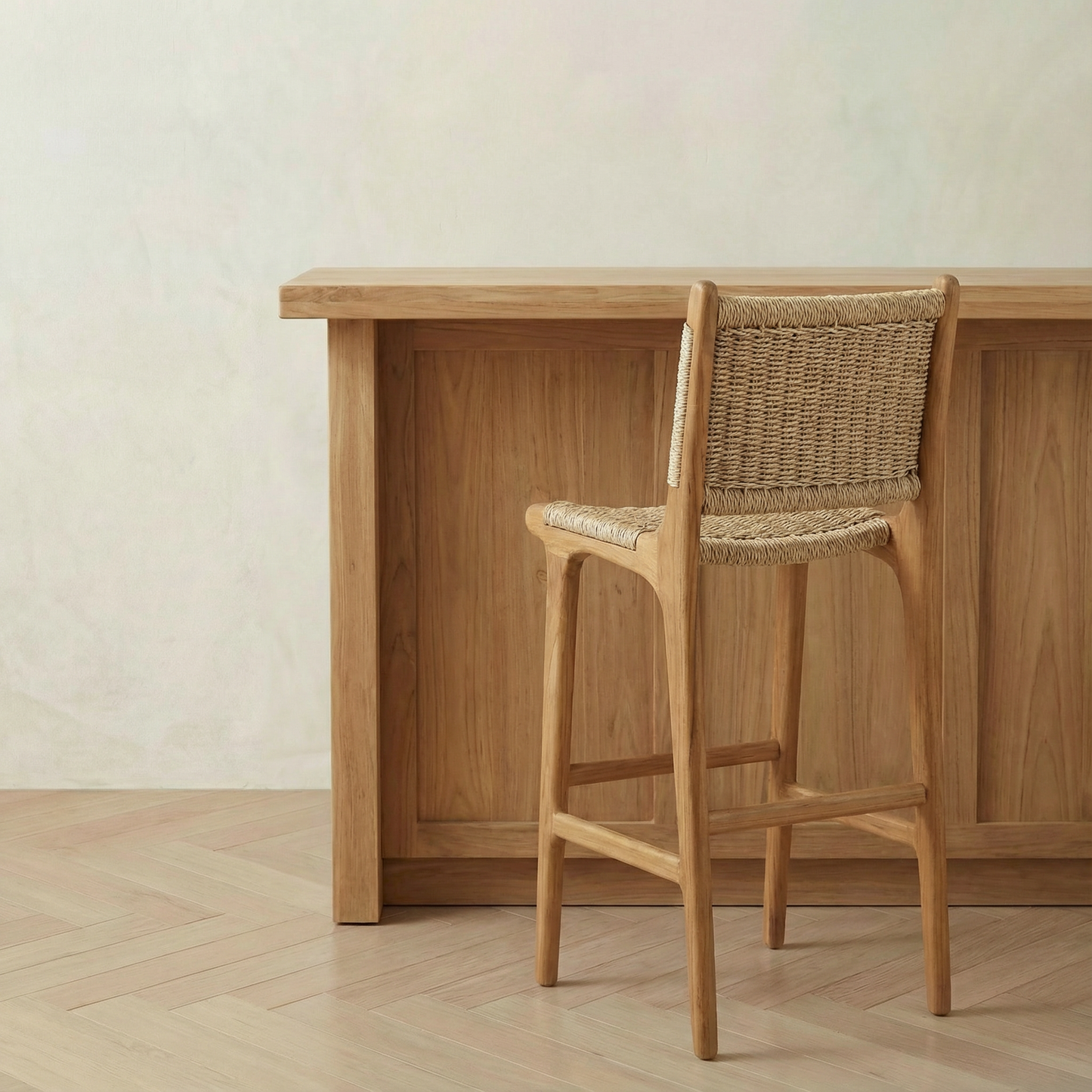 Zara Teak Rattan Bar Stool