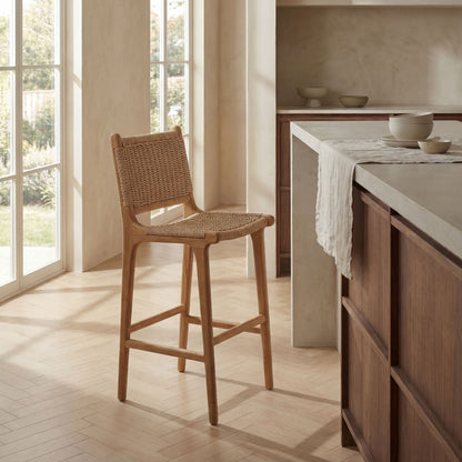 Zara Teak Rattan Bar Stool