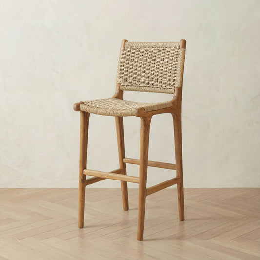 Zara Teak Rattan Bar Stool