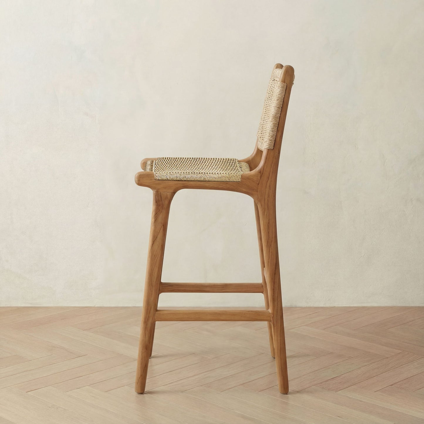 Zara Teak Rattan Bar Stool