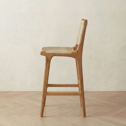 Zara Teak Rattan Bar Stool