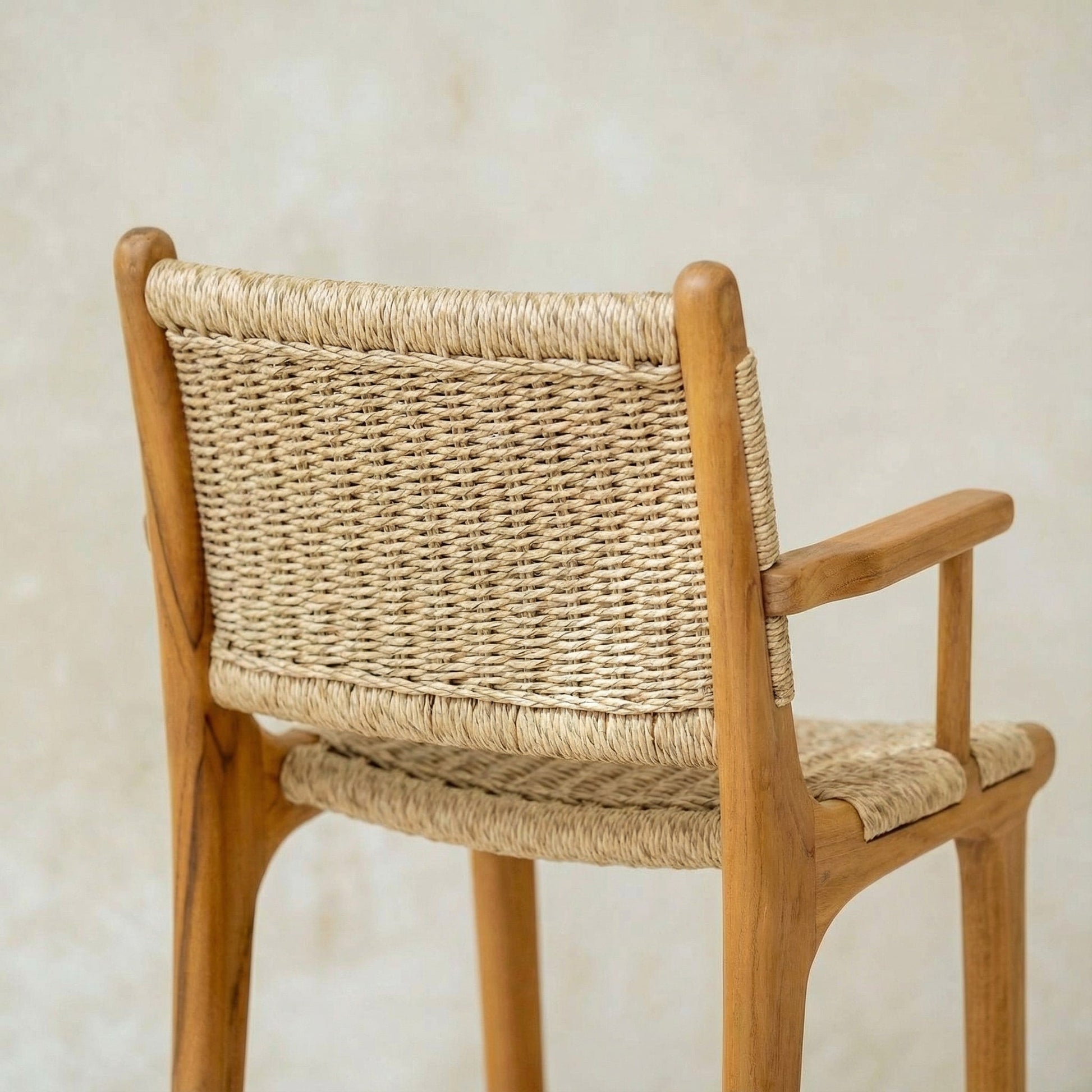 Zara Teak Rattan Bar Stool With Armrest