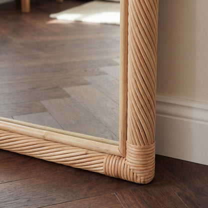 Citra Teak Leaning Mirror - Handcrafted Rattan & Teak Elegance
