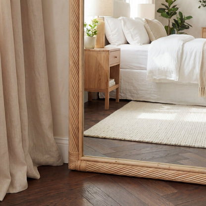 Citra Teak Leaning Mirror - Handcrafted Rattan & Teak Elegance