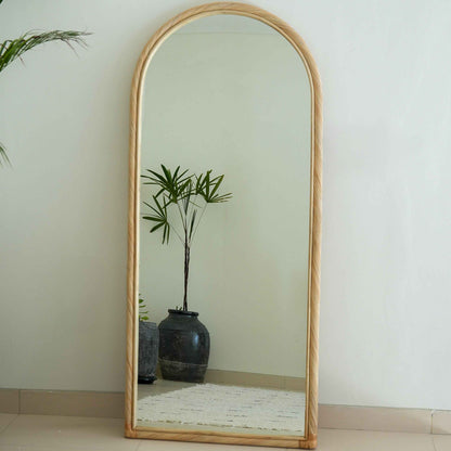 Citra Teak Leaning Mirror - Handcrafted Rattan & Teak Elegance