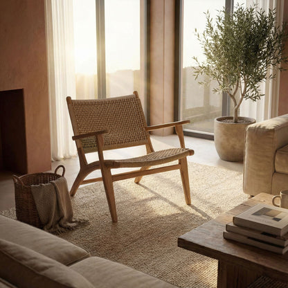 Zara Teak Rattan Accent Armchair