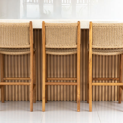 Zara Teak Rattan Bar Stool