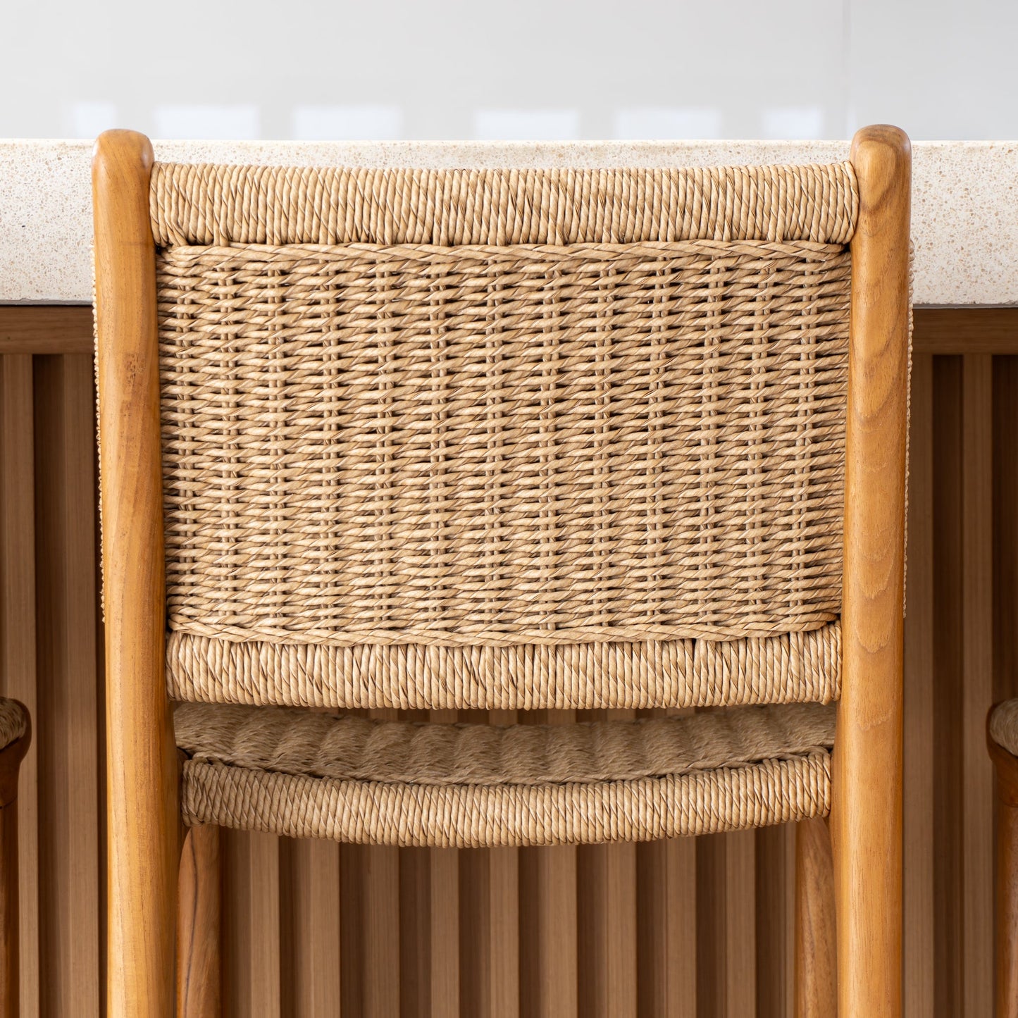 Zara Teak Rattan Bar Stool With Armrest