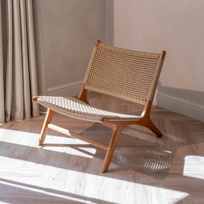 Zara Teak & Rattan Accent Chair- Handmade- Teak  