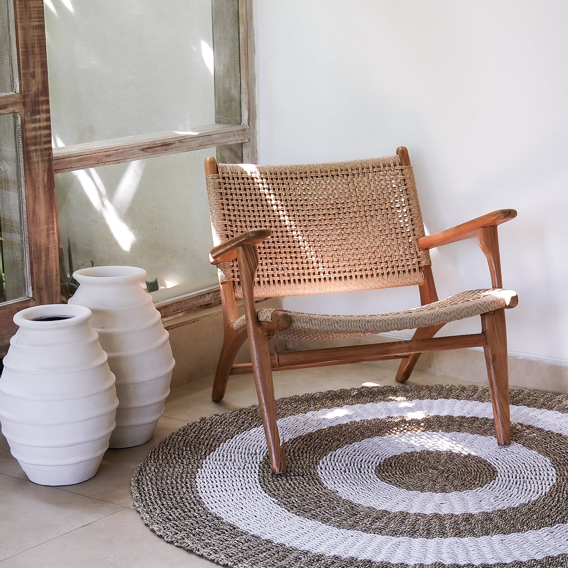 Zara Teak & Rattan Accent Armchair  
