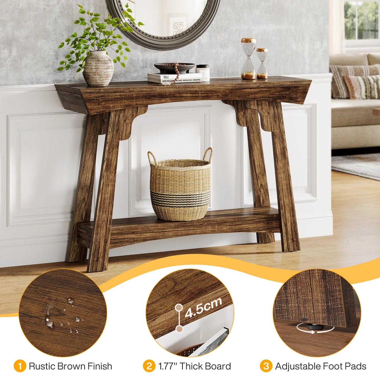 2-Tier Entryway Table- Rustic Brown  