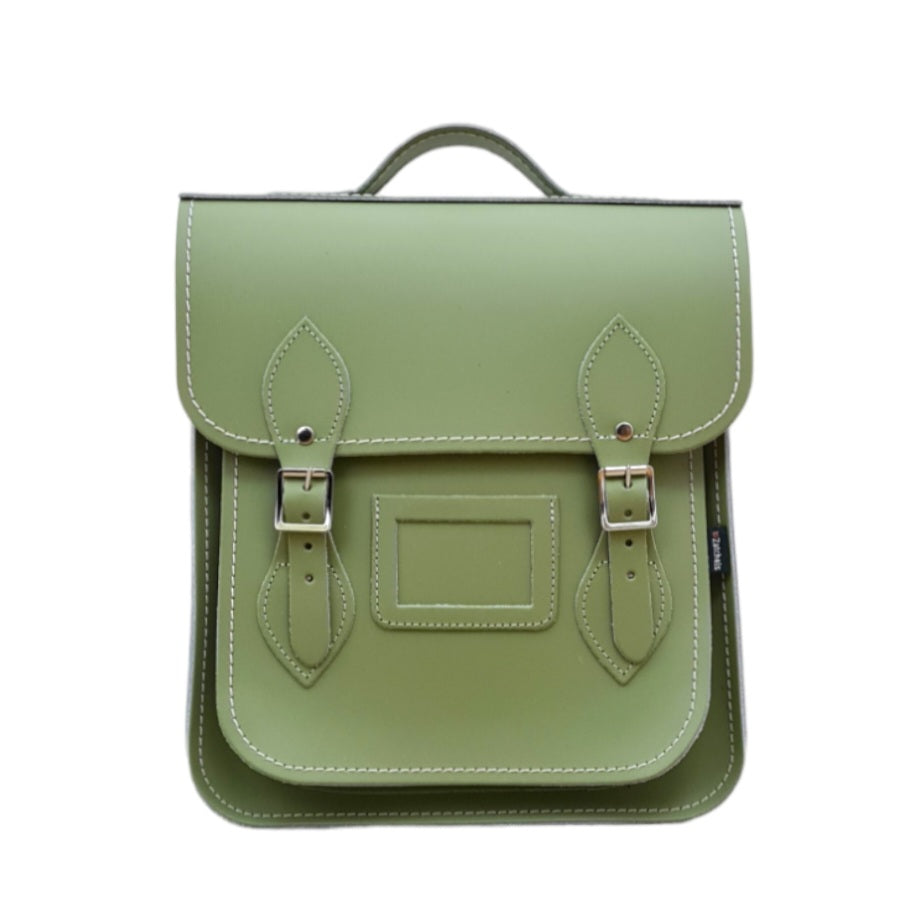 Handmade Leather City Backpack - Sage Green  