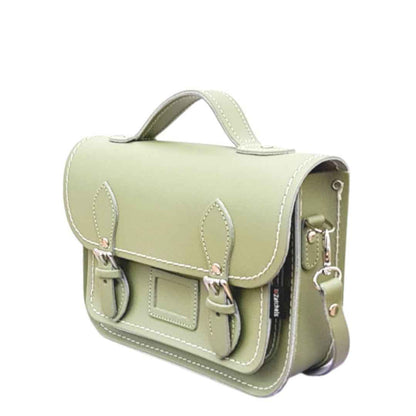 Leather Midi Satchel -  Sage Green