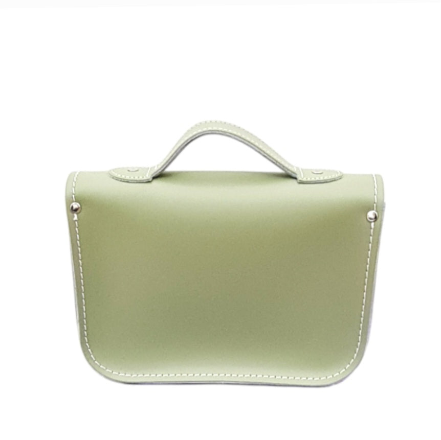 Leather Midi Satchel -  Sage Green  
