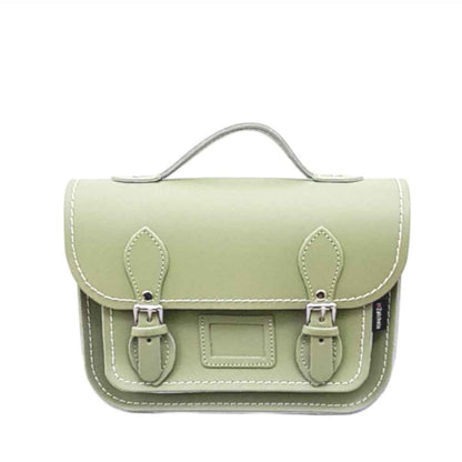Leather Midi Satchel -  Sage Green