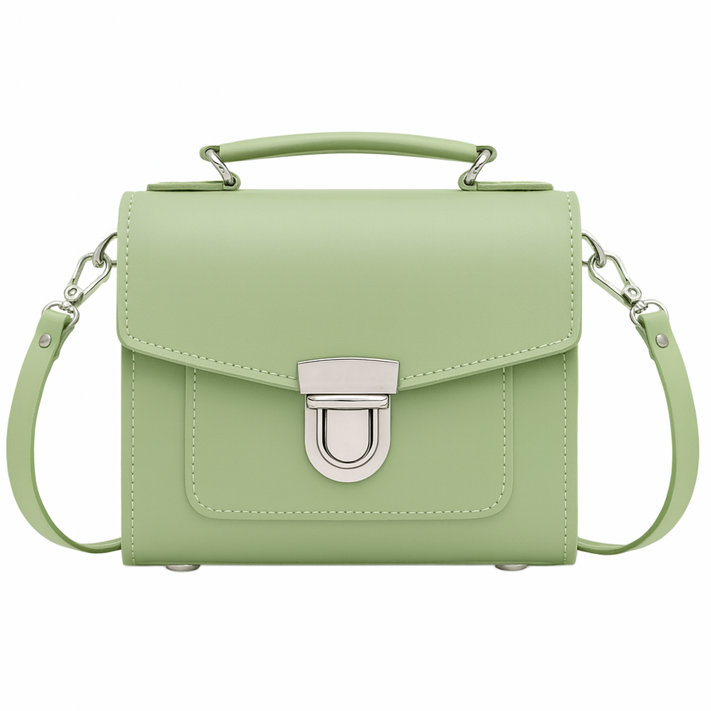 Handmade Leather Sugarcube Handbag - Sage - Green