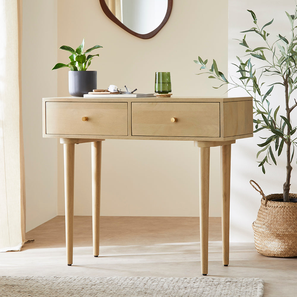 Scandinavian Light Oak Oslo Console, Dressing Table, and Desk - Artizun Ltd