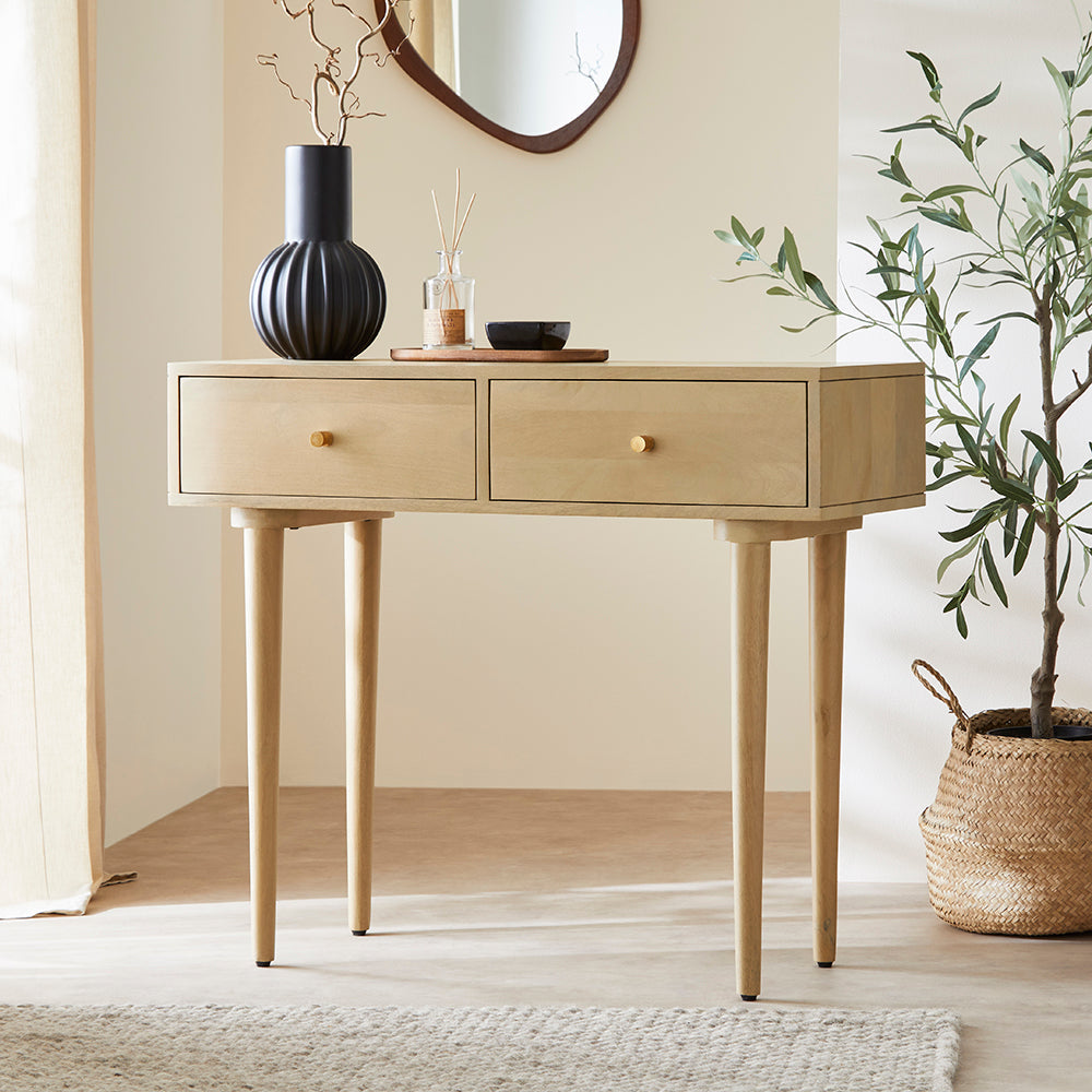 Scandinavian Light Oak Oslo Console, Dressing Table, and Desk  