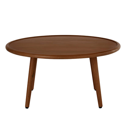 Scandinavian Walnut Round Coffee Table  