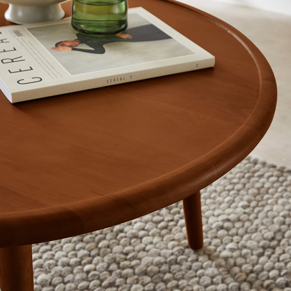 Scandinavian Walnut Round Coffee Table  