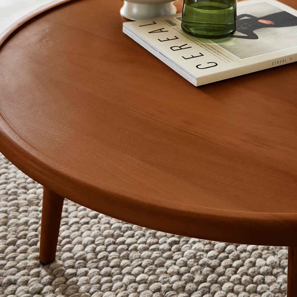 Scandinavian Walnut Round Coffee Table  