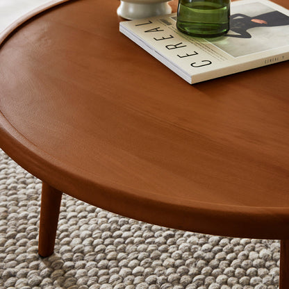 Scandinavian Walnut Round Coffee Table  