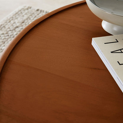 Scandinavian Walnut Round Coffee Table  