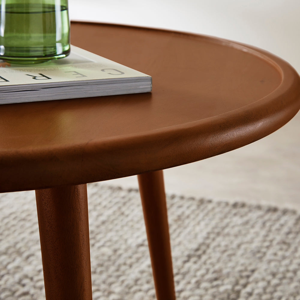 Scandinavian Walnut Round Coffee Table  