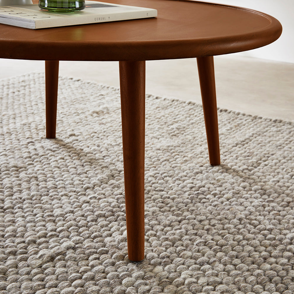 Scandinavian Walnut Round Coffee Table  