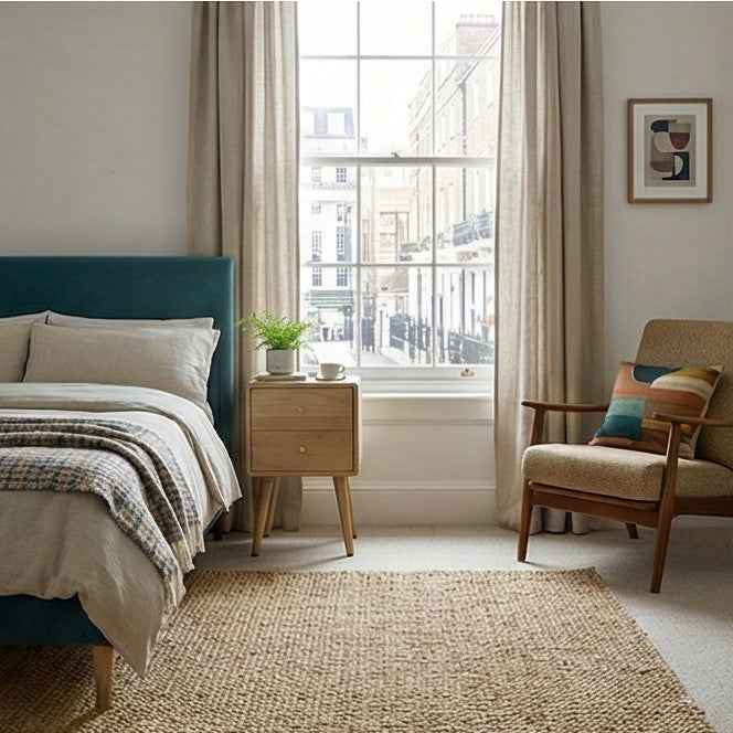 Minimalist Mango Wood Logan Narrow Bedside Table