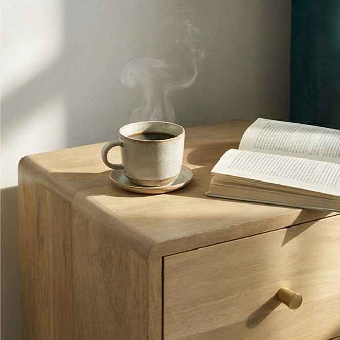 Minimalist Mango Wood Logan Narrow Bedside Table