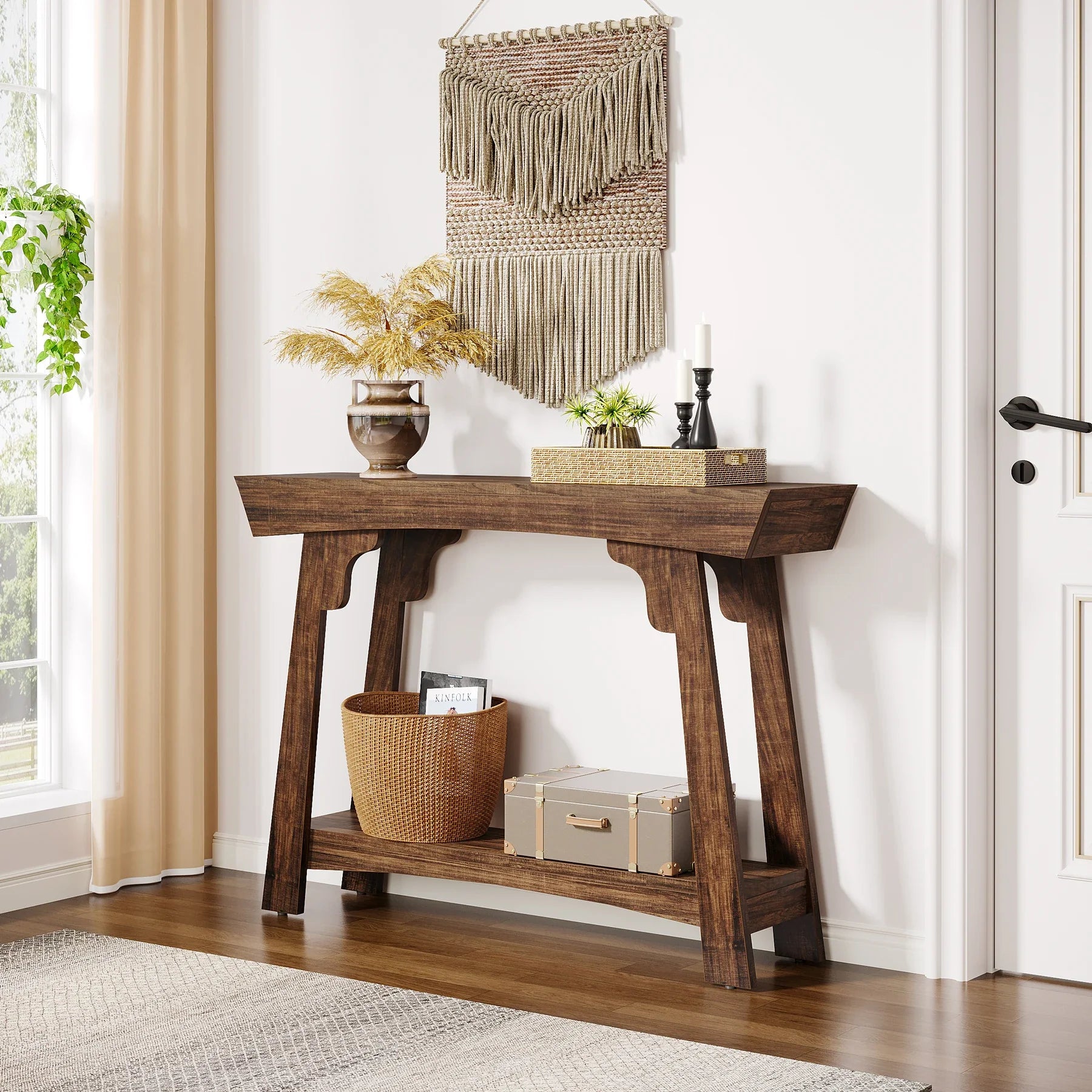 2-Tier Entryway Table- Rustic Brown  