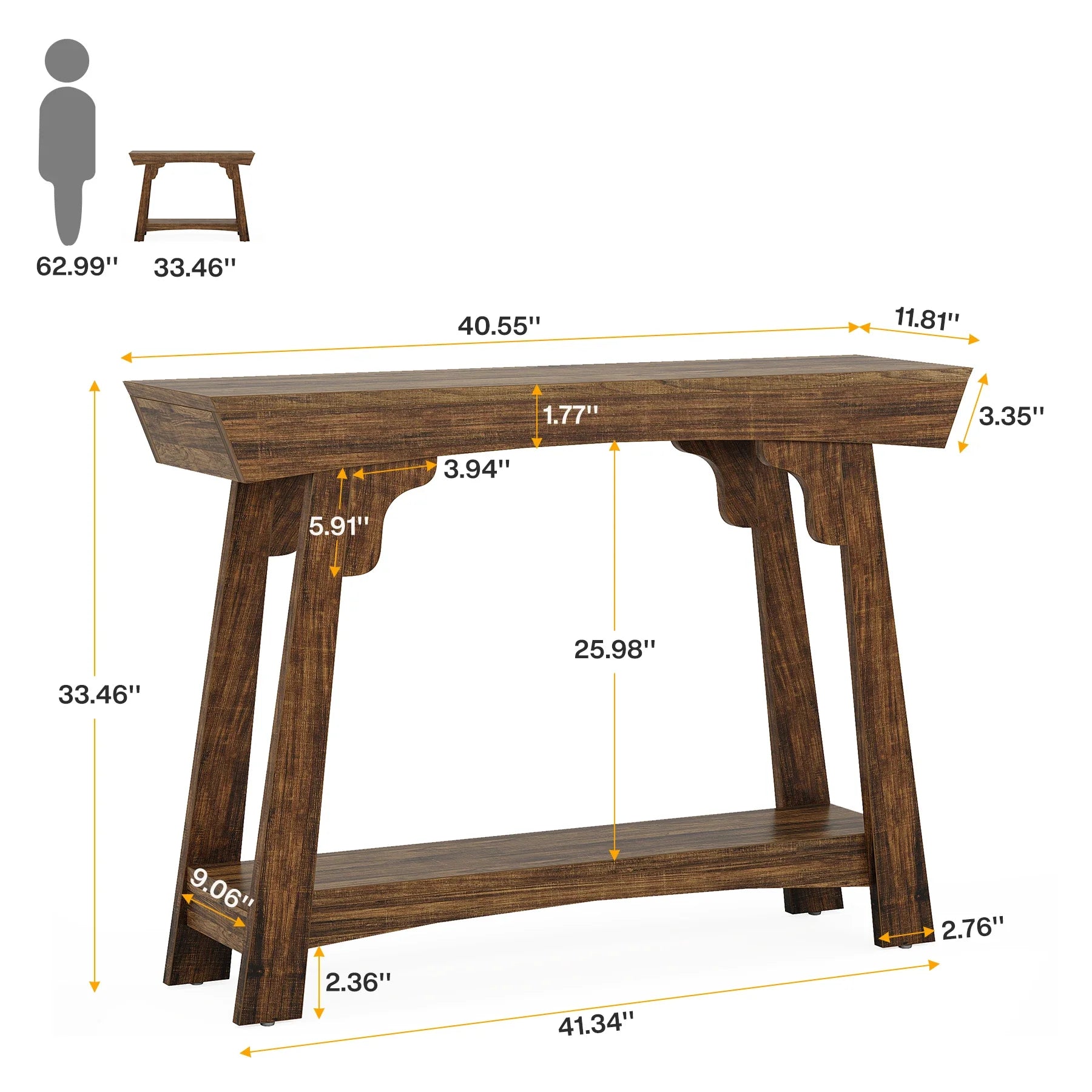 2-Tier Entryway Table- Rustic Brown  