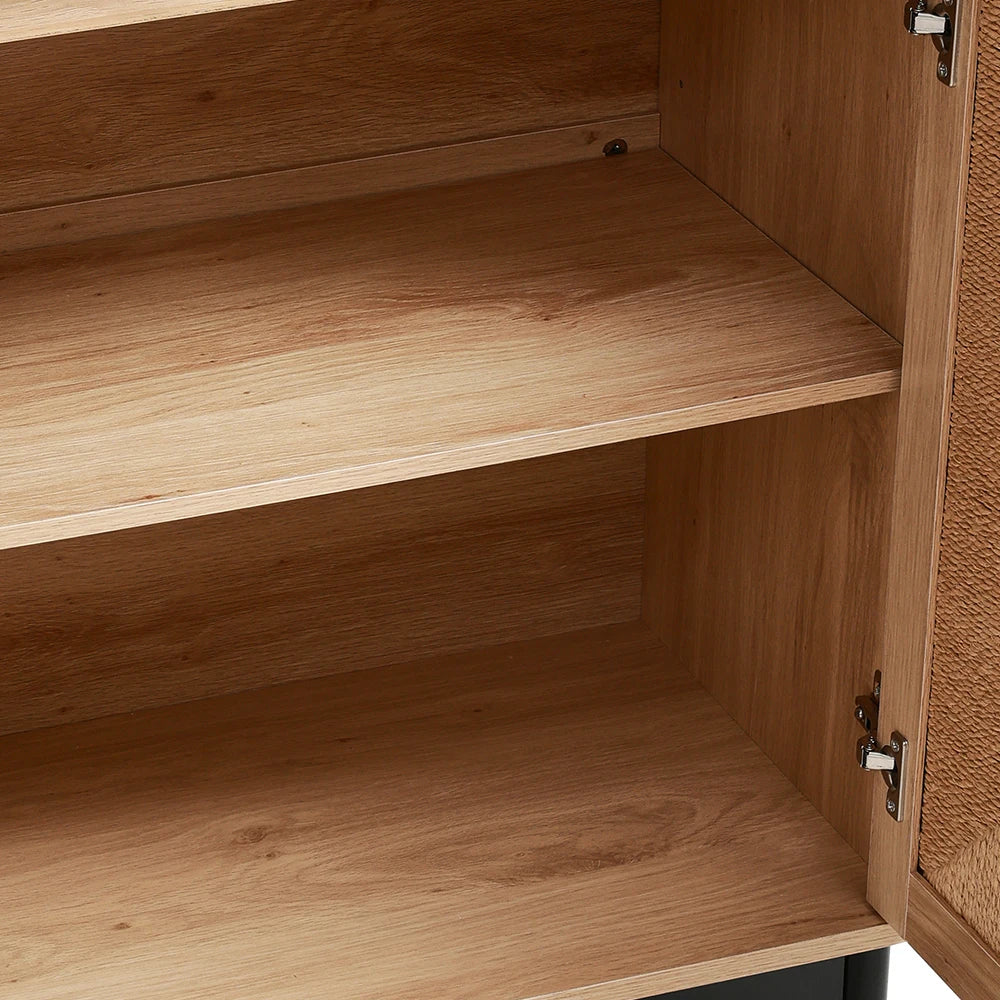 Rattan double door wooden sideboard- Natural  