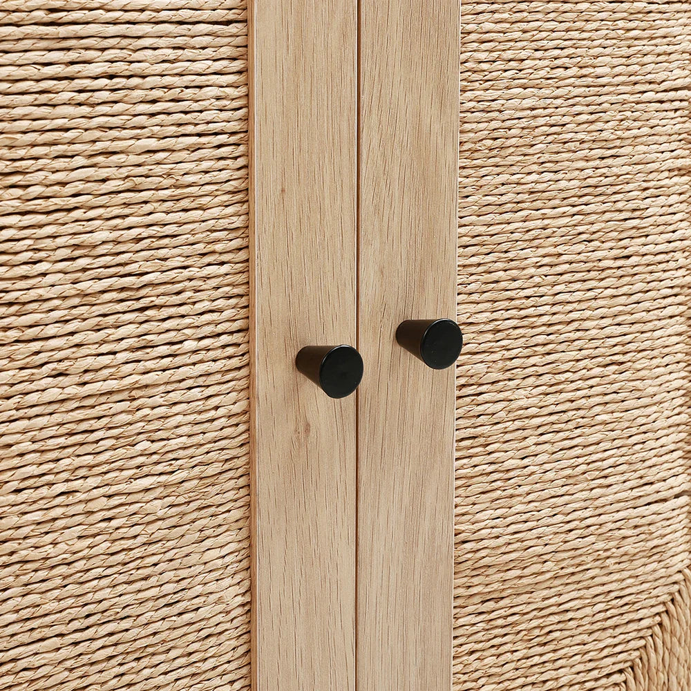 Rattan double door wooden sideboard- Natural  
