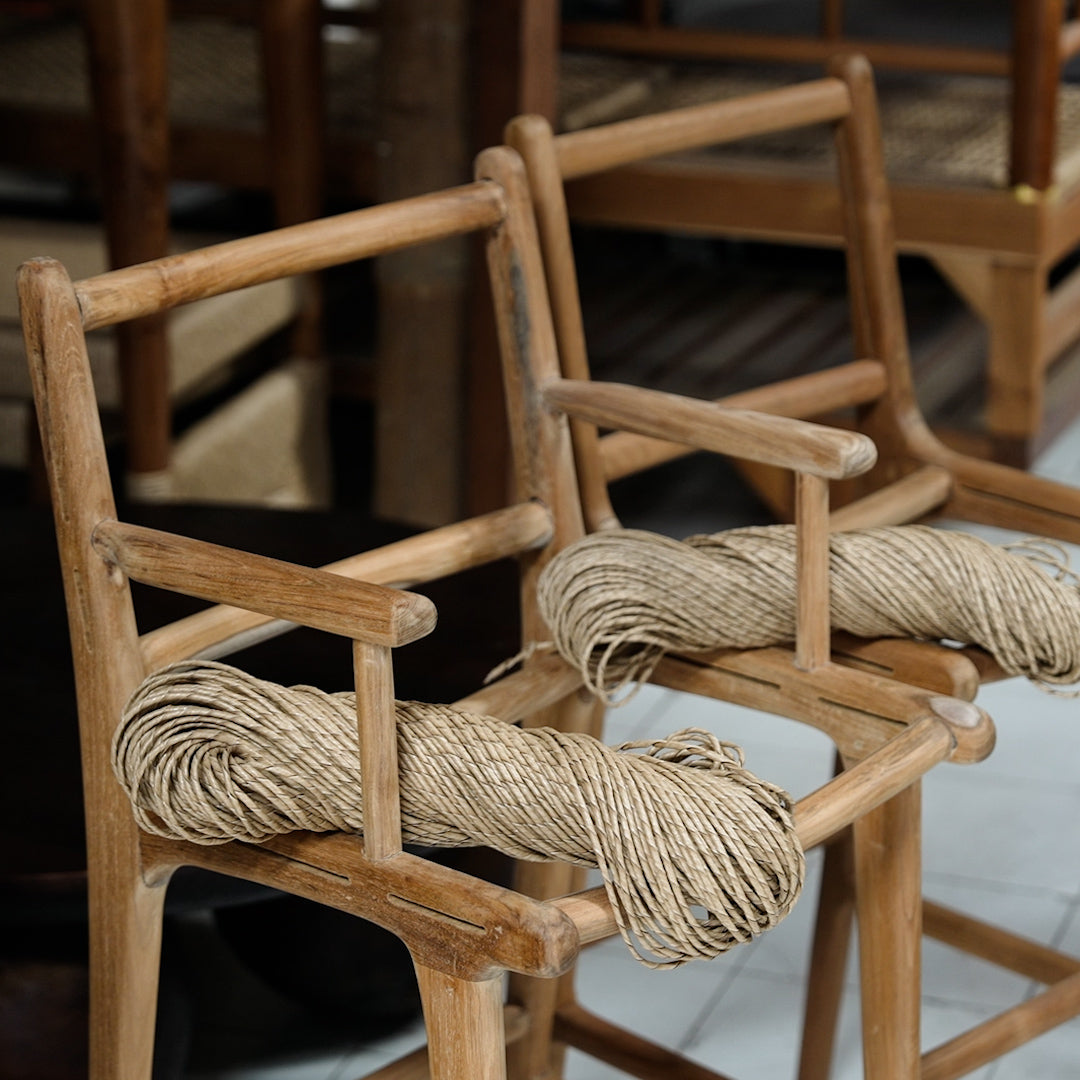 Zara Teak Rattan Bar Stool With Armrest