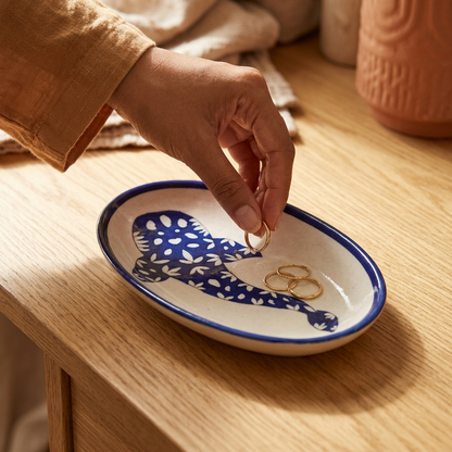Blue Pottery Trinket Tray — Hand-Painted Ceramic Ring Dish | Jaipur Blue Pottery