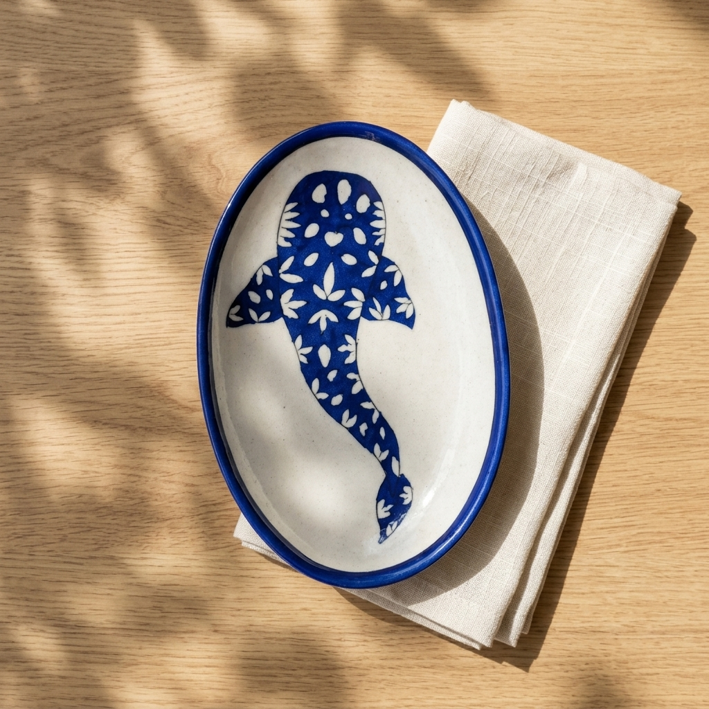Blue Pottery Trinket Tray — Hand-Painted Ceramic Ring Dish | Jaipur Blue Pottery
