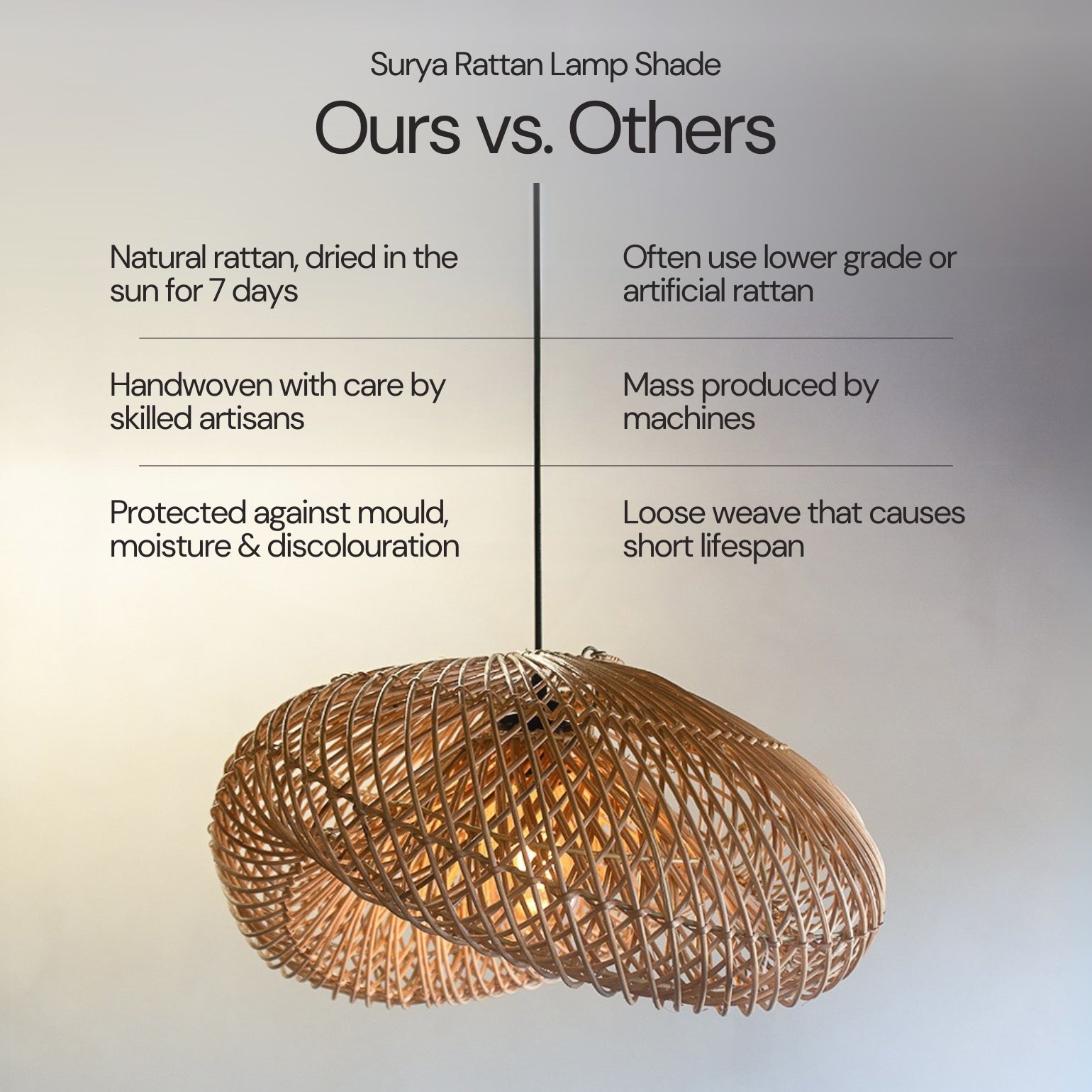 Surya Wilted Rattan Lamp Shade- Handmade- Rattan  