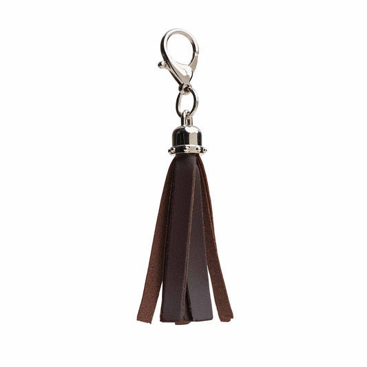 Mini tassel bag charm - Dark Brown  