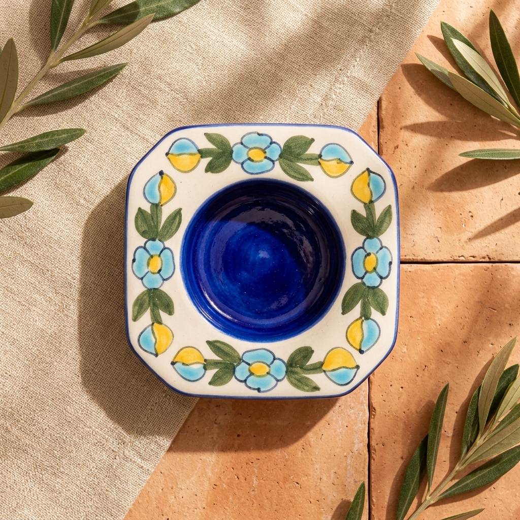 Blue Pottery Candle Holder — Handcrafted Jaipur Ceramic | Unique Housewarming Gift UK